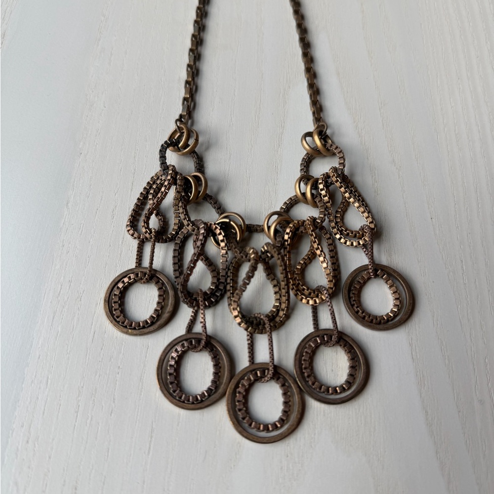 Anthropologie Bronze Necklace with Circular Charms
